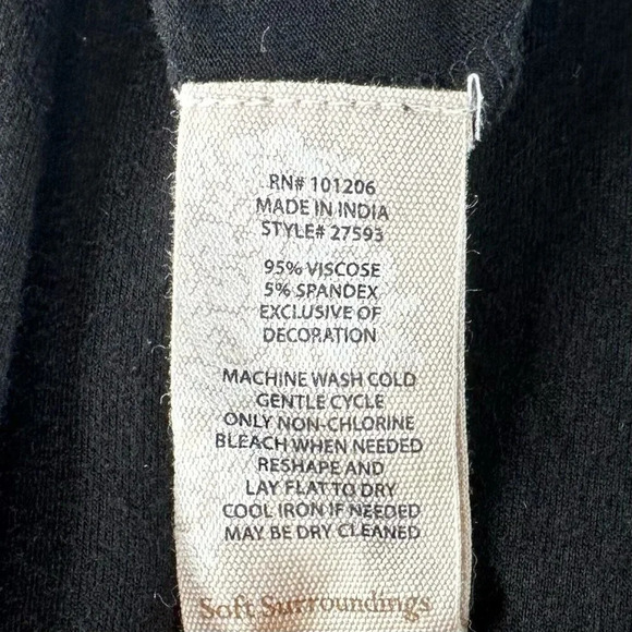 Soft Surroundings Dress Size S Floral Embroidered Maxi Boho Fit & Flare Black - Picture 10 of 13